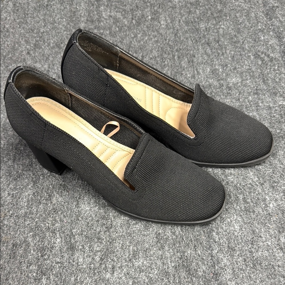 Adrienne Vittadini Black Heels Minimalist Slip-On Design